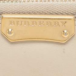 Burberry Cream Leather Zip Around Bifold Wallet