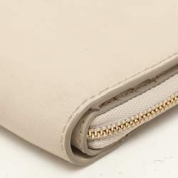 Burberry Cream Leather Zip Around Bifold Wallet