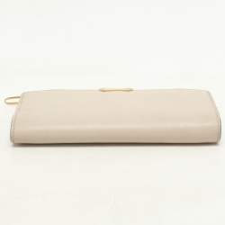 Burberry Cream Leather Zip Around Bifold Wallet