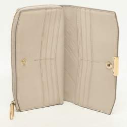 Burberry Cream Leather Zip Around Bifold Wallet