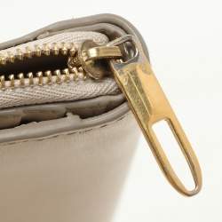 Burberry Cream Leather Zip Around Bifold Wallet