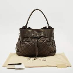 Burberry Olive Green Quilted Leather Medium Enmore Hobo