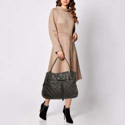Burberry Olive Green Quilted Leather Medium Enmore Hobo