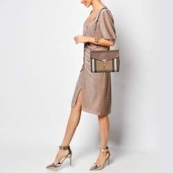Burberry Brown House Check Canvas and Leather Small Macken Crossbody Bag