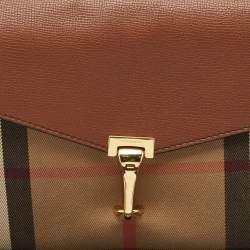 Burberry Brown House Check Canvas and Leather Small Macken Crossbody Bag