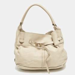 Burberry Cream Leather Belted Hobo