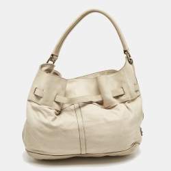 Burberry Cream Leather Belted Hobo