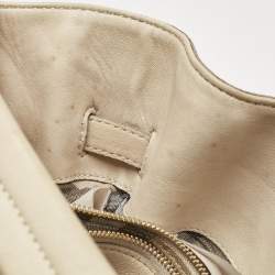 Burberry Cream Leather Belted Hobo