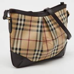 Burberry Beige/Brown Haymarket Check Coated Canvas and Leather Hartham Crossbody Bag