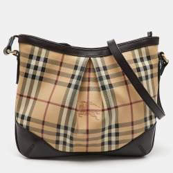 Burberry Beige/Brown Haymarket Check Coated Canvas and Leather Hartham Crossbody Bag