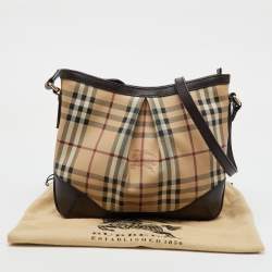 Burberry Beige/Brown Haymarket Check Coated Canvas and Leather Hartham Crossbody Bag