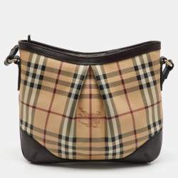 Burberry Beige/Brown Haymarket Check Coated Canvas and Leather Hartham Crossbody Bag