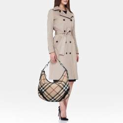 Burberry Beige/Black Supernova Check PVC and Patent Leather Larkin Hobo