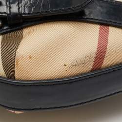 Burberry Beige/Black Supernova Check PVC and Patent Leather Larkin Hobo
