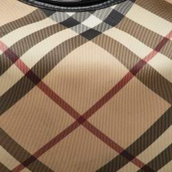 Burberry Beige/Black Supernova Check PVC and Patent Leather Larkin Hobo