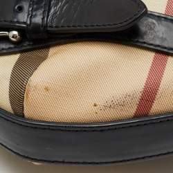 Burberry Beige/Black Supernova Check PVC and Patent Leather Larkin Hobo
