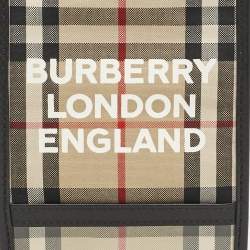 Pre Owned Burberry Beige Vintage Check Canvas Lanyard Card Holder