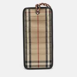 Pre Owned Burberry Beige Vintage Check Canvas Lanyard Card Holder