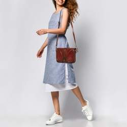 Burberry Brown Suede and Leather Brickfield Flap Crossbody Bag