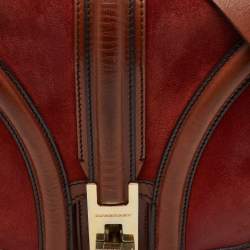 Burberry Brown Suede and Leather Brickfield Flap Crossbody Bag
