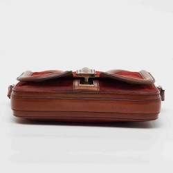 Burberry Brown Suede and Leather Brickfield Flap Crossbody Bag