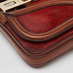 Burberry Brown Suede and Leather Brickfield Flap Crossbody Bag