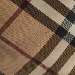 Burberry Beige/Burgundy Nova Check PVC and Patent Leather Drawstring Hobo