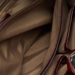 Burberry Beige/Burgundy Nova Check PVC and Patent Leather Drawstring Hobo