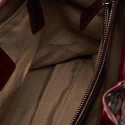 Burberry Beige/Burgundy Nova Check PVC and Patent Leather Drawstring Hobo
