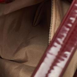 Burberry Beige/Burgundy Nova Check PVC and Patent Leather Drawstring Hobo