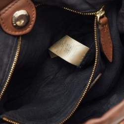 Burberry Brown/Beige House Check Canvas and Leather Little Crush Crossbody Bag
