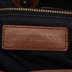 Burberry Brown/Beige House Check Canvas and Leather Little Crush Crossbody Bag