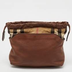 Burberry Brown/Beige House Check Canvas and Leather Little Crush Crossbody Bag
