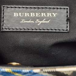 Burberry Multicolor Tartan Mix Fabric and Leather Small Banner Tote