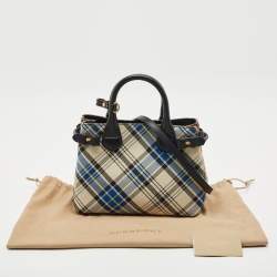 Burberry Multicolor Tartan Mix Fabric and Leather Small Banner Tote