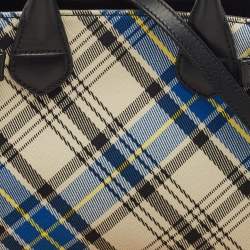 Burberry Multicolor Tartan Mix Fabric and Leather Small Banner Tote