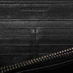 Burberry Black Embossed Check Leather Zip Continental Wallet