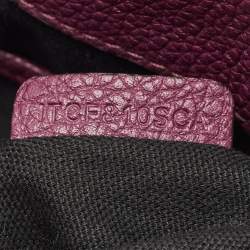 Burberry Burgundy/Beige House Check Fabric and Leather Small Banner Tote