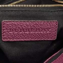 Burberry Burgundy/Beige House Check Fabric and Leather Small Banner Tote