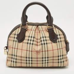 Burberry Beige/Brown Haymarket Check PVC Thornley Satchel