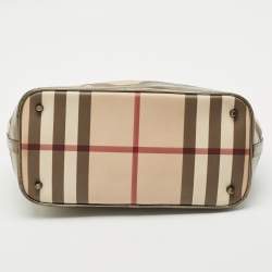Burberry Metallic/Beige Nova Check PVC and Patent Leather Eden Tote