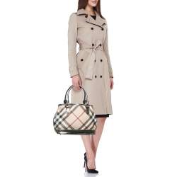 Burberry Metallic/Beige Nova Check PVC and Patent Leather Eden Tote