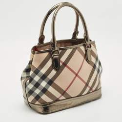 Burberry Metallic/Beige Nova Check PVC and Patent Leather Eden Tote