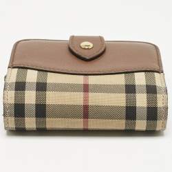 Burberry Beige/Brown Horseferry Check Canvas and Leather Finsbury Wallet