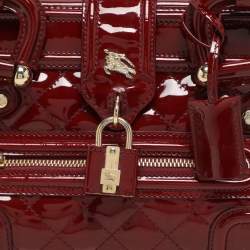 Burberry Red Quilted Patent Leather Manor Satchel