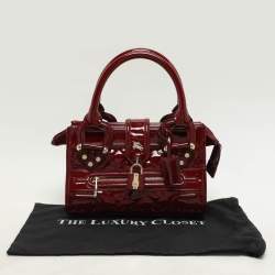 Burberry Red Quilted Patent Leather Manor Satchel