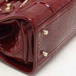 Burberry Red Quilted Patent Leather Manor Satchel