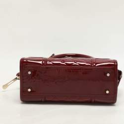 Burberry Red Quilted Patent Leather Manor Satchel