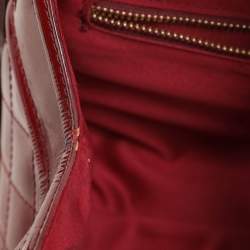 Burberry Red Quilted Patent Leather Manor Satchel