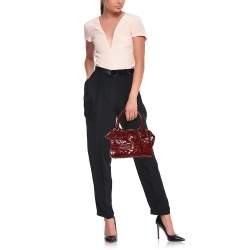 Burberry Red Quilted Patent Leather Manor Satchel